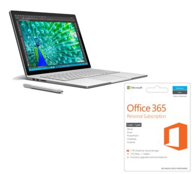 Microsoft Surface Book & Office 365 Personal Bundle - Silver Microsoft Surface Book & Office 365 Personal Bundle - Silver